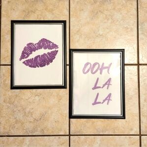 Set Of 2 Art Office Girl Boss Decor Frames Poster Lavender Pastel Lilac